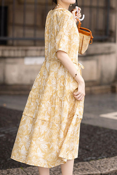 French-Style Elegant Printed Dress