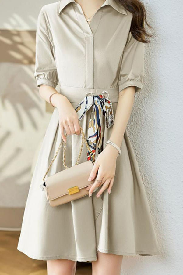 Stylish V-Neck Tie-Waist Dress
