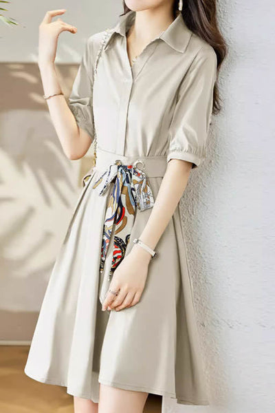Stylish V-Neck Tie-Waist Dress