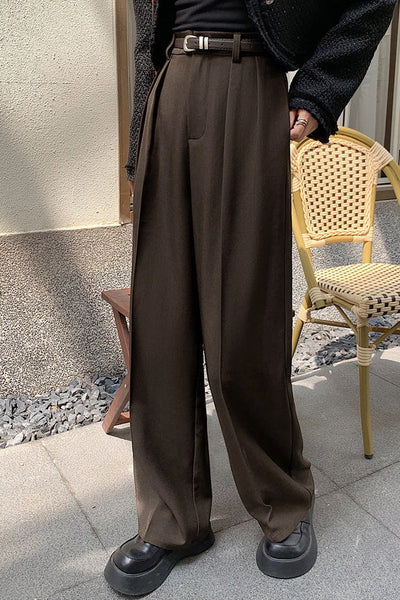 Casual High-Waist Pleated Trousers