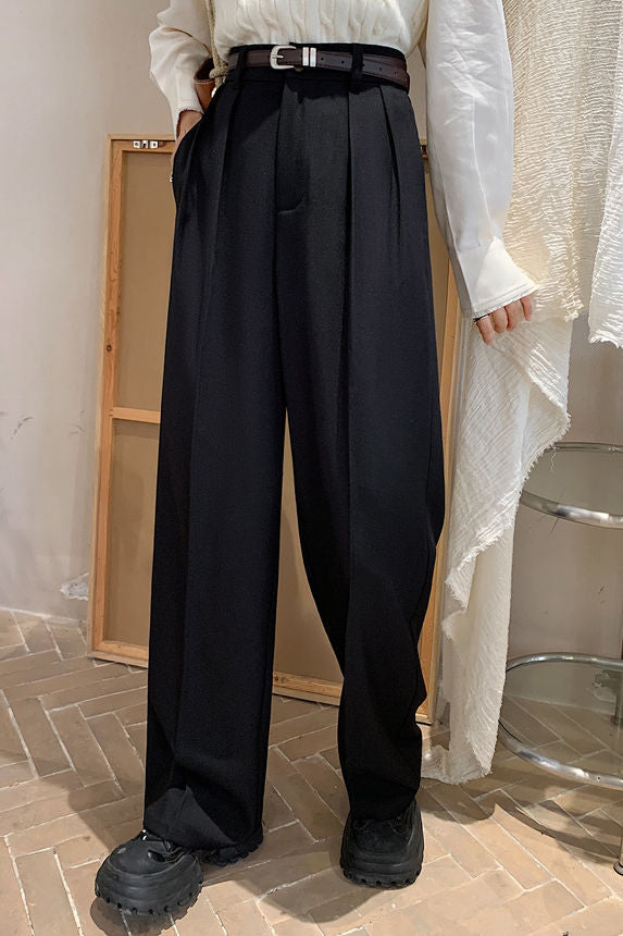 Casual High-Waist Pleated Trousers