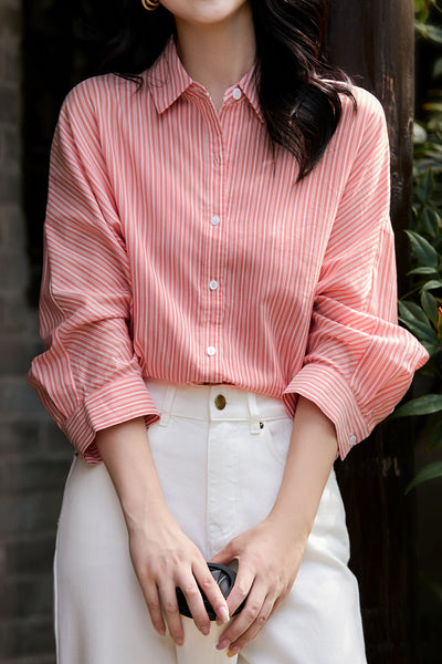French-Style Red and White Striped Shirt