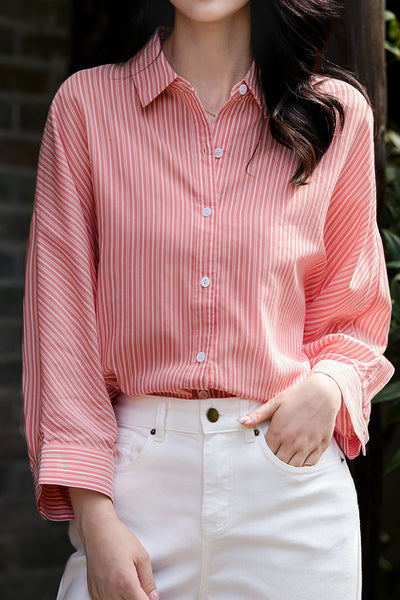 French-Style Red and White Striped Shirt