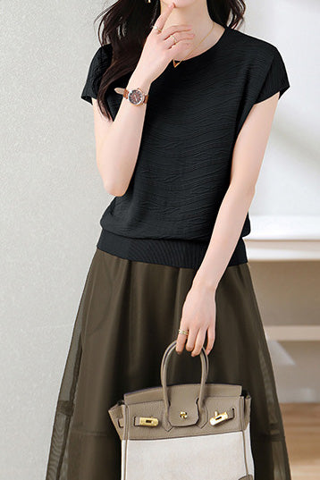 Stylish Mesh-Textured Knit Two-Piece Set