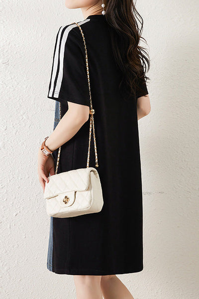 Casual Paneled Denim Dress