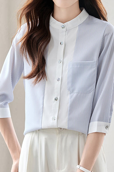 Stylish Striped Three-Quarter Sleeve Shirt