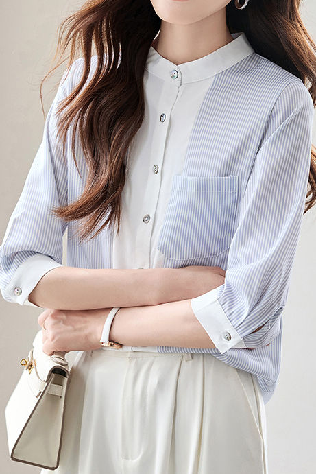 Stylish Striped Three-Quarter Sleeve Shirt