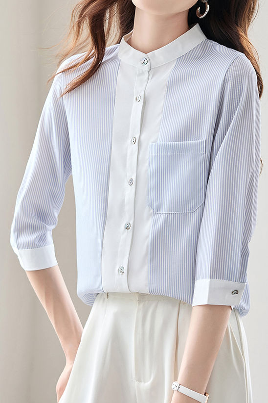 Stylish Striped Three-Quarter Sleeve Shirt