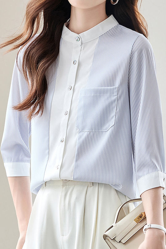 Stylish Striped Three-Quarter Sleeve Shirt