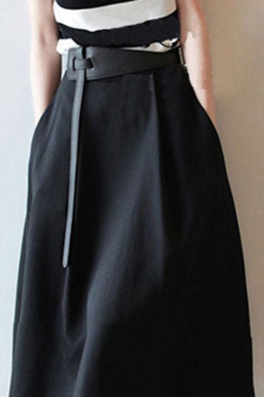 Elegant Office-Ready Striped Top & A-Line Skirt Set