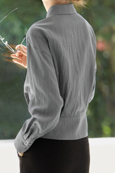Early Autumn French-Temperament Fitted-Waist Long-Sleeve Shirt