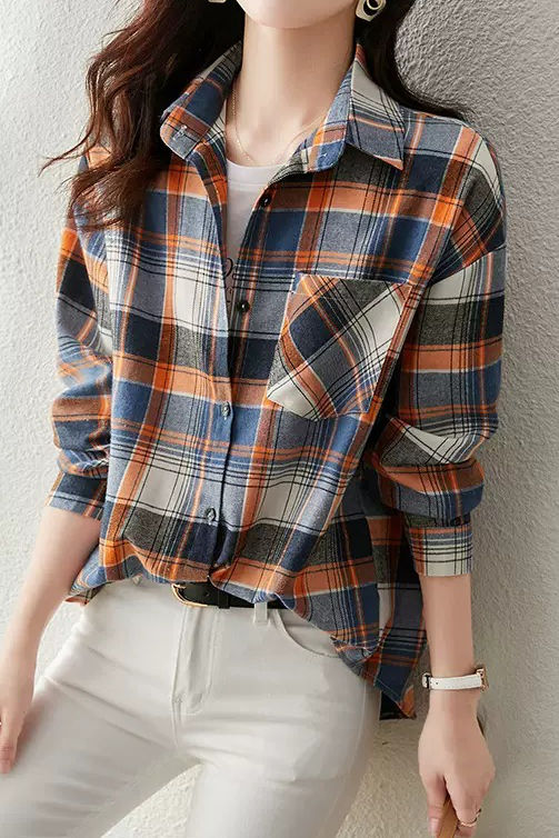 Early Autumn Stylish Casual Checkered Sleeve Shirt