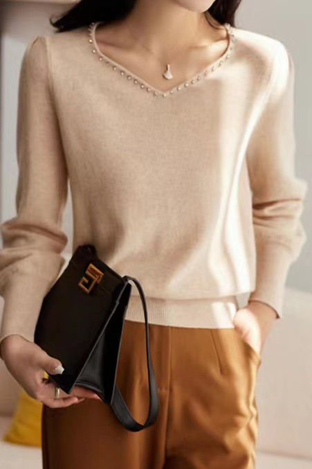 Early Autumn French-Style Elegant Knit Top