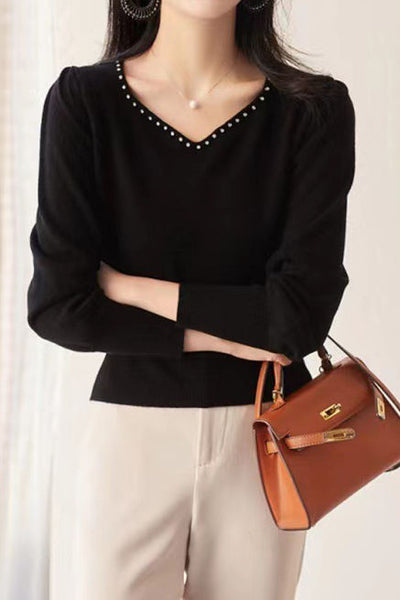 Early Autumn French-Style Elegant Knit Top