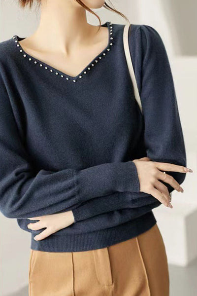 Early Autumn French-Style Elegant Knit Top