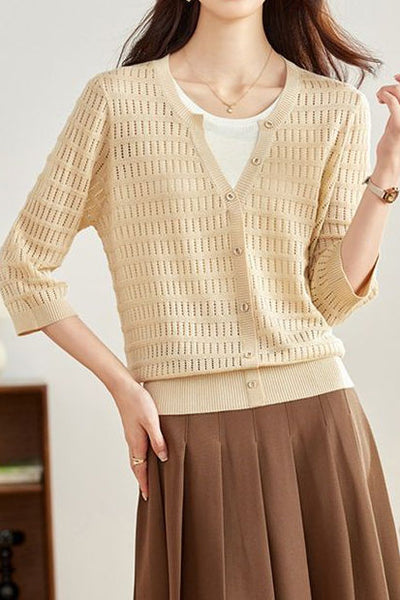 Early Autumn Gentle and Elegant Fake Two-Piece Knit Sweater