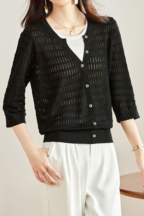 Early Autumn Gentle and Elegant Fake Two-Piece Knit Sweater