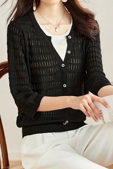 Early Autumn Gentle and Elegant Fake Two-Piece Knit Sweater