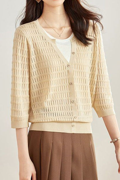 Early Autumn Gentle and Elegant Fake Two-Piece Knit Sweater