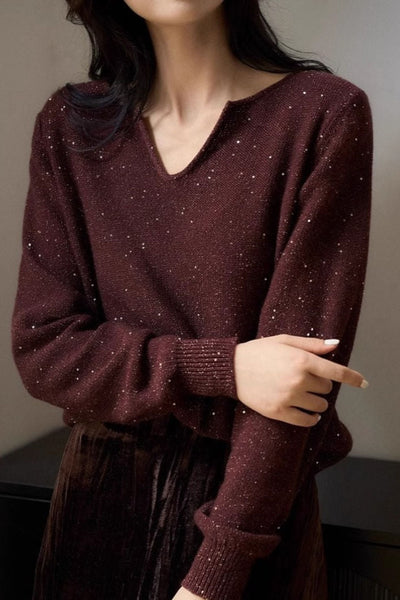 Fashionable and elegant beaded knit top