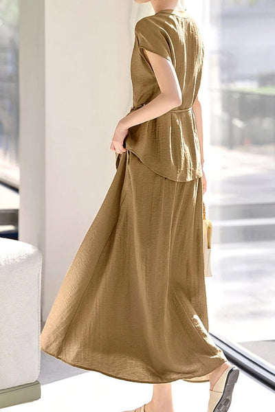 Minimalist Shirt and Skirt Two-Piece Set