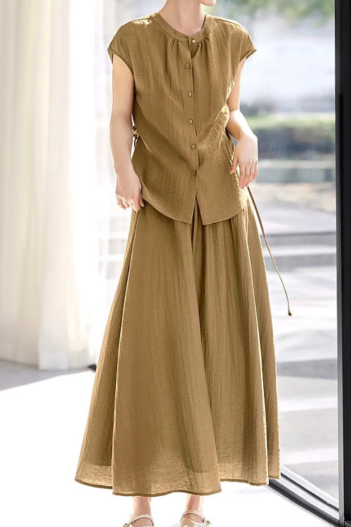Minimalist Shirt and Skirt Two-Piece Set