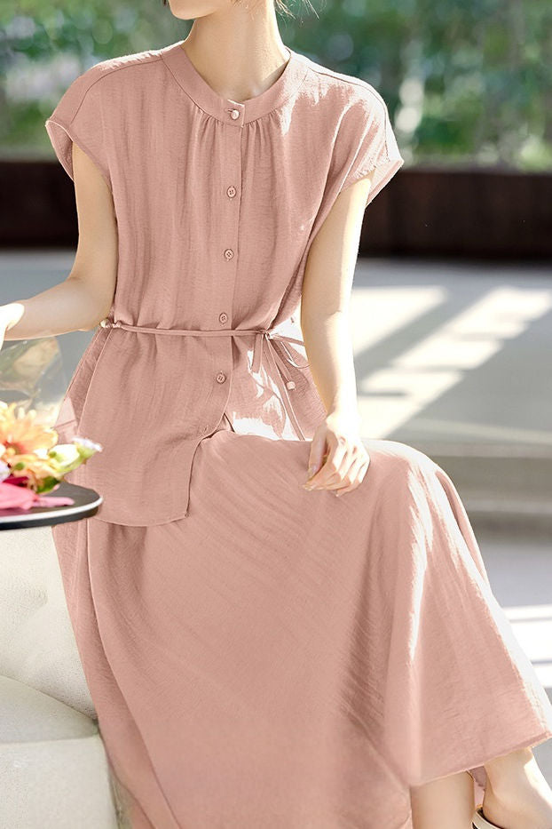 Minimalist Shirt and Skirt Two-Piece Set