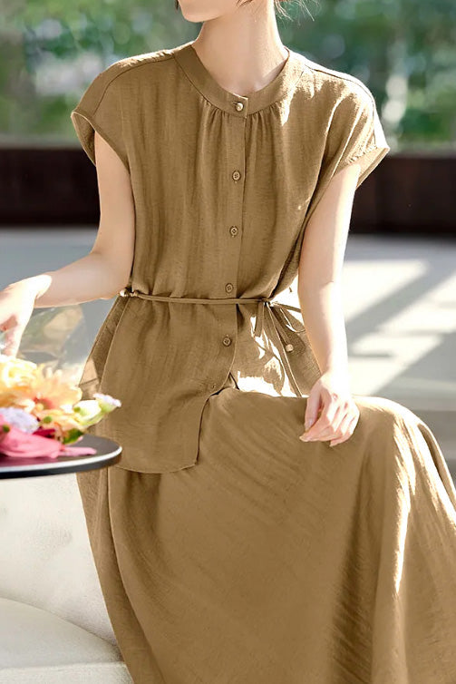 Minimalist Shirt and Skirt Two-Piece Set