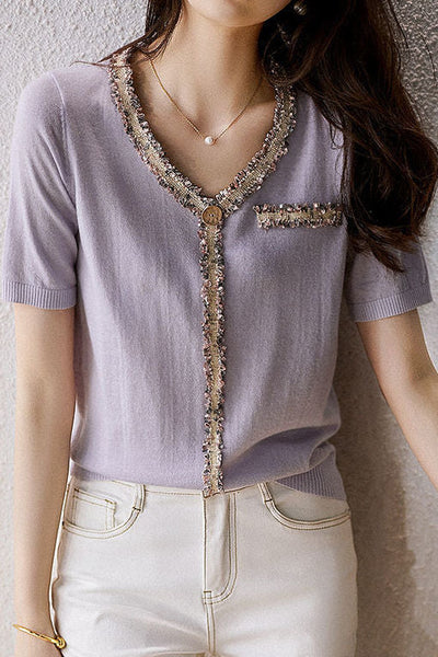 Fashionable Casual V-Neck Knitwear