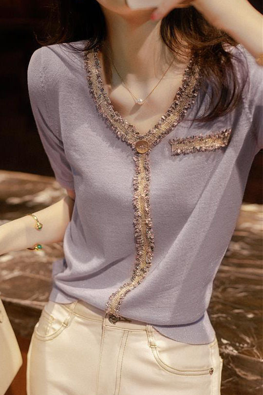Fashionable Casual V-Neck Knitwear