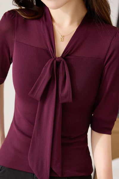 Elegant temperament mesh short-sleeve T-shirt