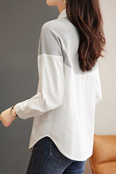 Casual commuting color-block spliced shirt