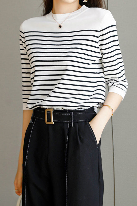 Fashionable casual classic striped sweater