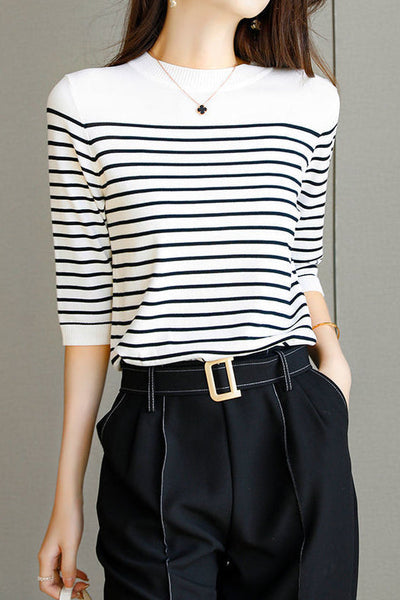 Fashionable casual classic striped sweater