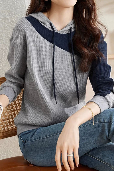 Fashionable casual color-block hoodie