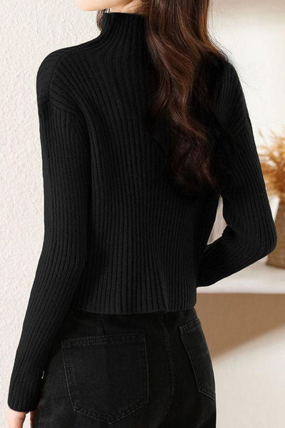 Fashionable casual semi-high neck sweater