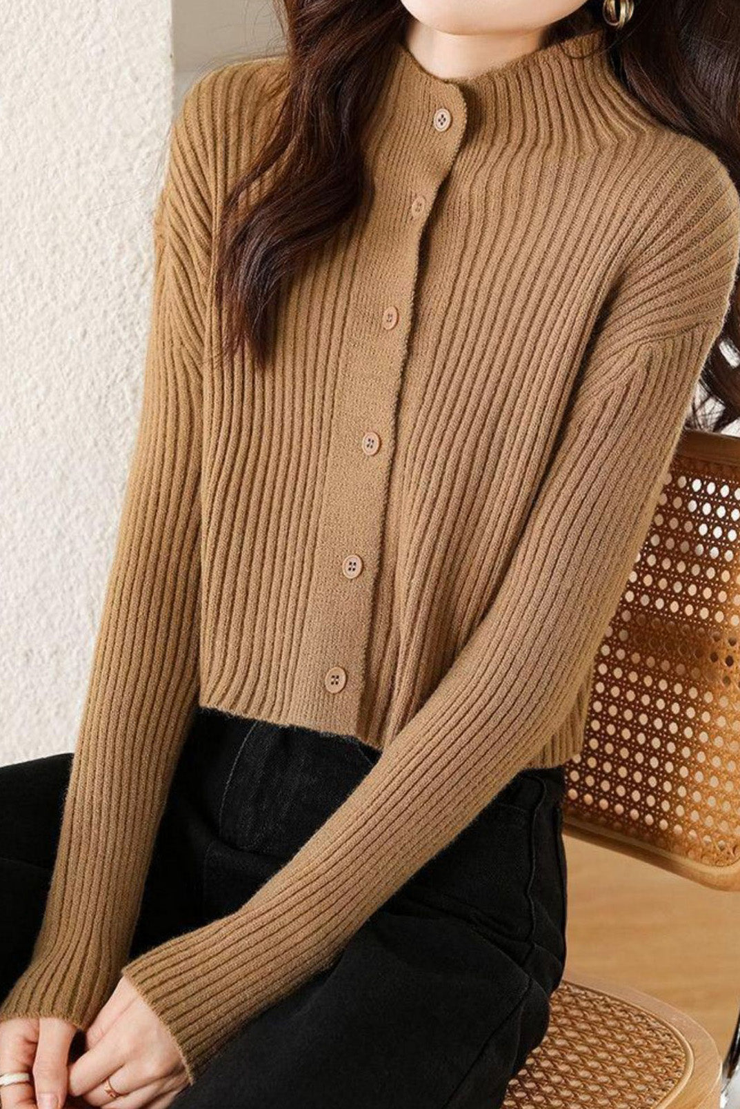 Fashionable casual semi-high neck sweater