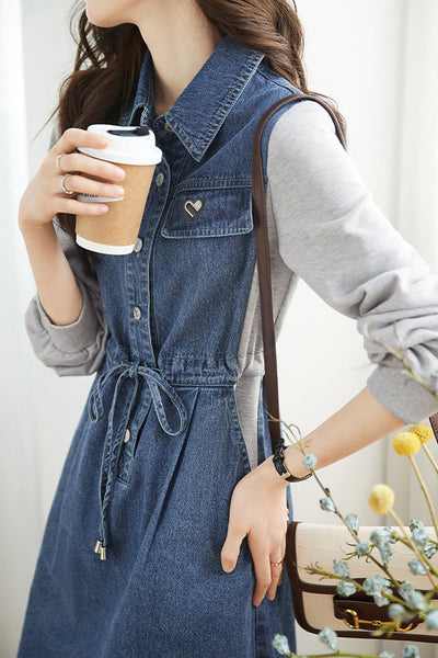Casual denim spliced dress