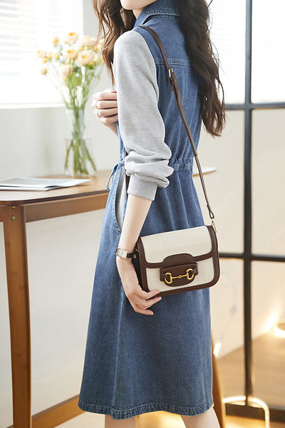 Casual denim spliced dress