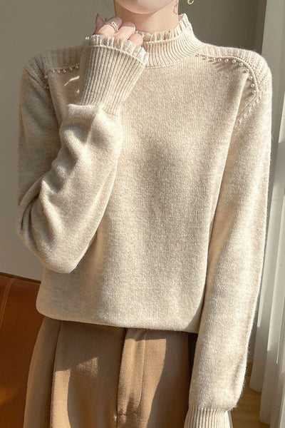 Early autumn lace trim turtleneck base sweater