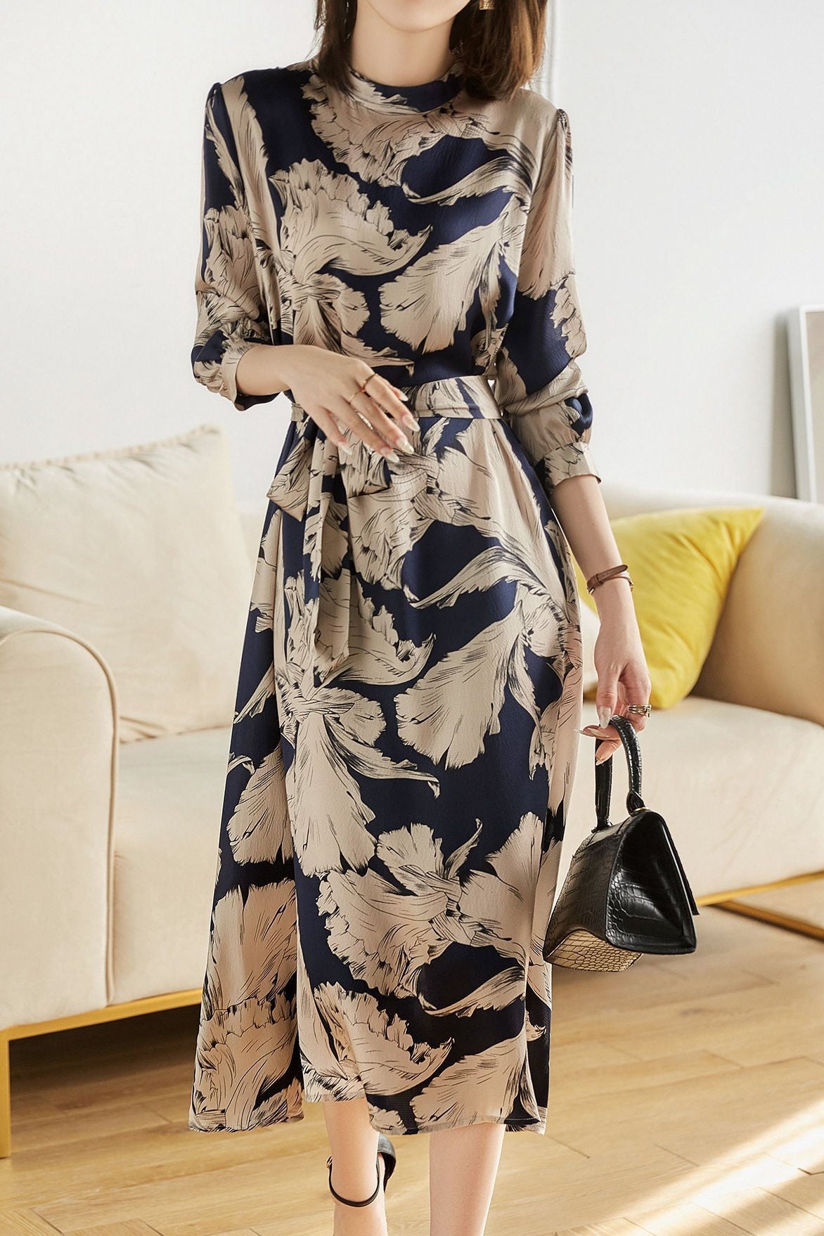 Elegant retro printed dress