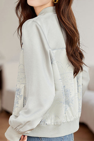 Fashionable Casual Paneled Jacquard Jacket