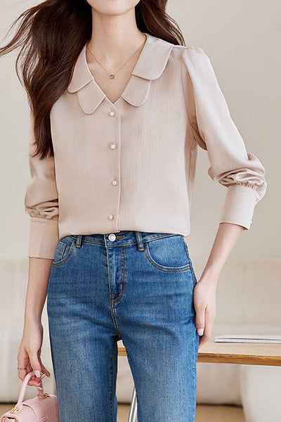 French-style Simple Long-sleeve Shirt