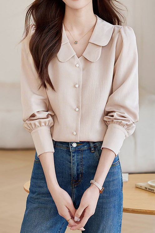 French-style Simple Long-sleeve Shirt
