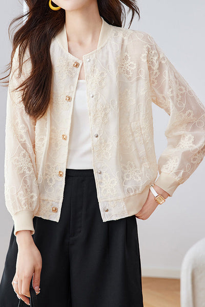 Loose Casual Embroidered Short Coat
