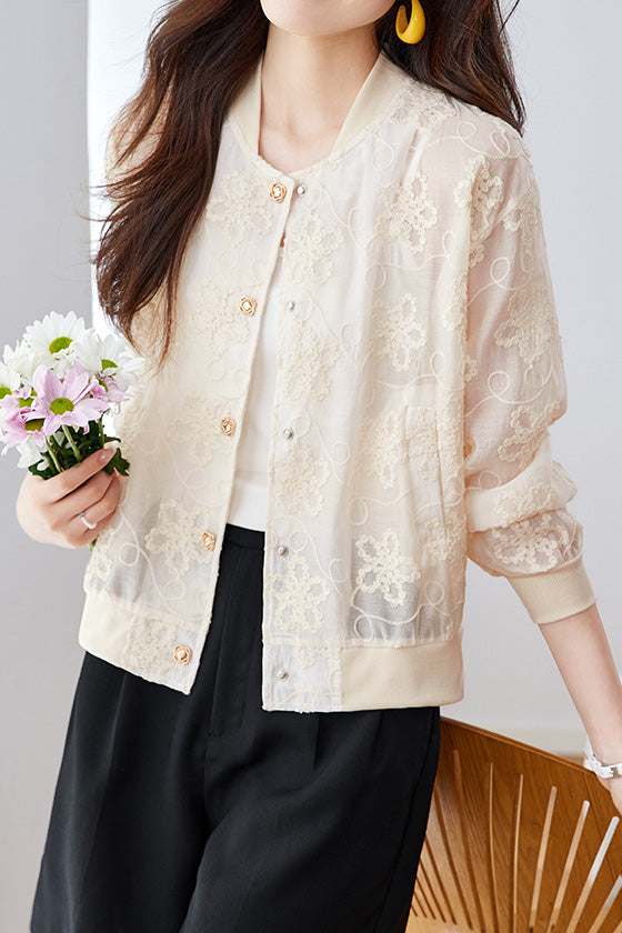 Loose Casual Embroidered Short Coat