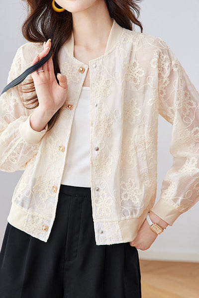 Loose Casual Embroidered Short Coat