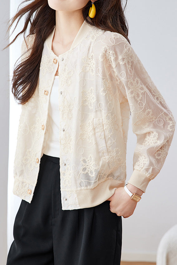 Loose Casual Embroidered Short Coat