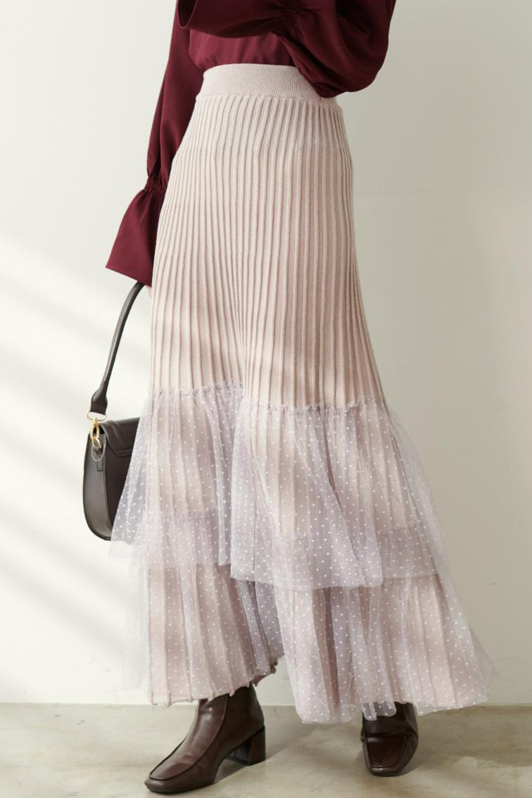 Fashionable Versatile Knit Paneled Skirt