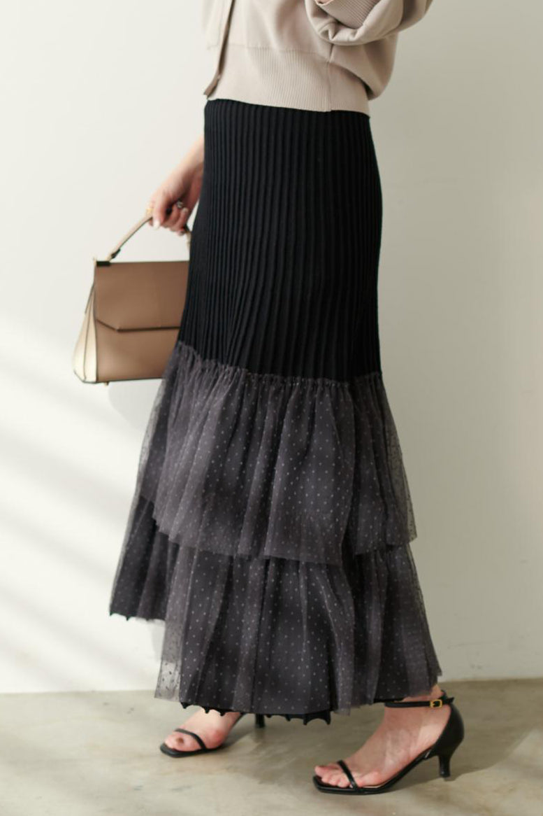 Fashionable Versatile Knit Paneled Skirt
